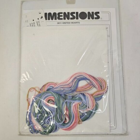 Dimensions Counted Cross Stitch Kit United Hearts Vintage 1996 Sealed - Picture 2 of 6